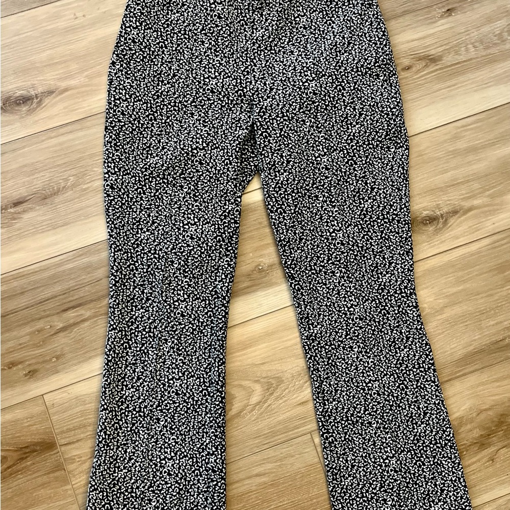 Anthropologie The Essential Crop Flare Pants - Black & White Leopard Print